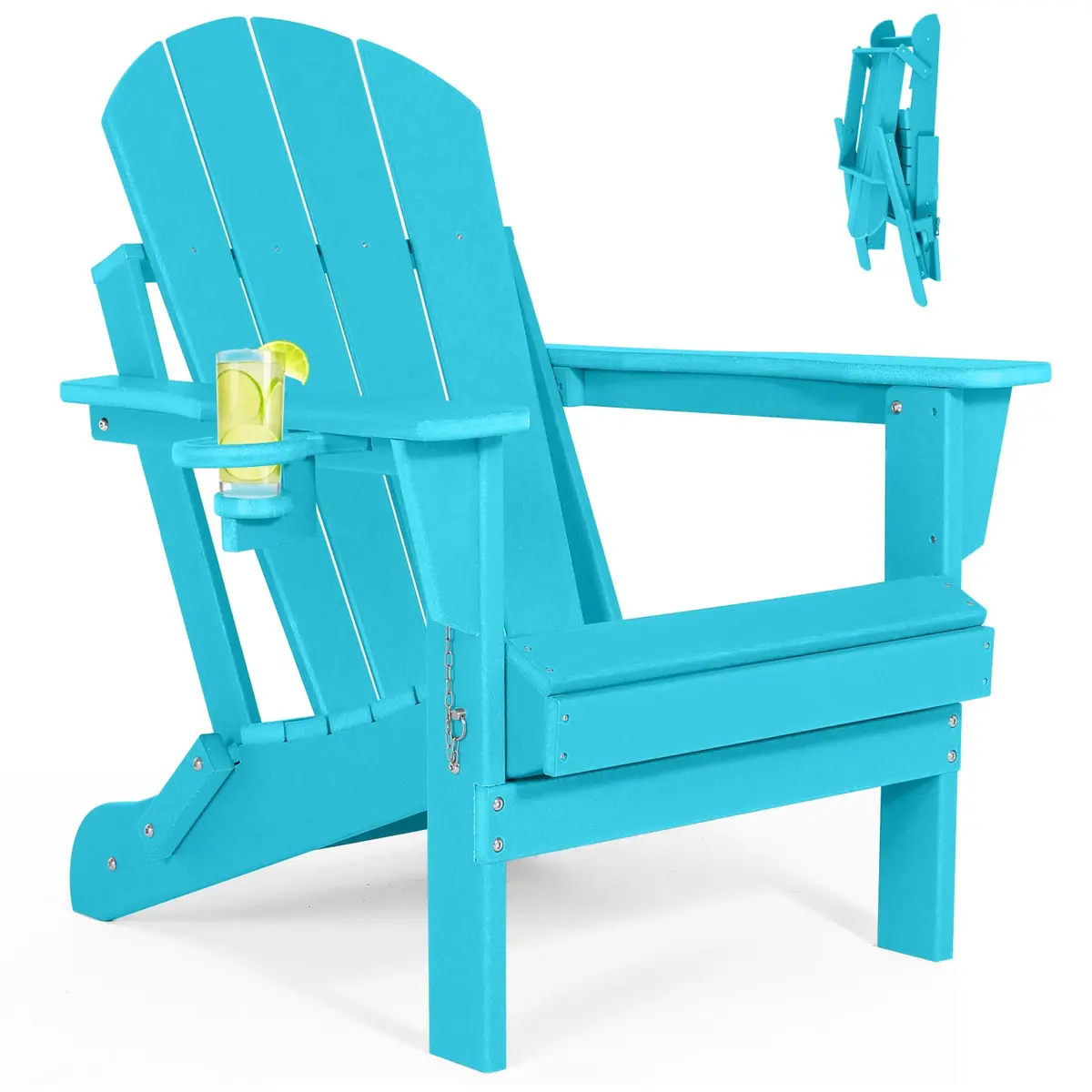 ABCPATIO Adirondack Chair HDPE Cup Holders Heavy Duty Patio Turquoise | Weather-Resistant & Eco-Safe (70-120 chars) - main product image