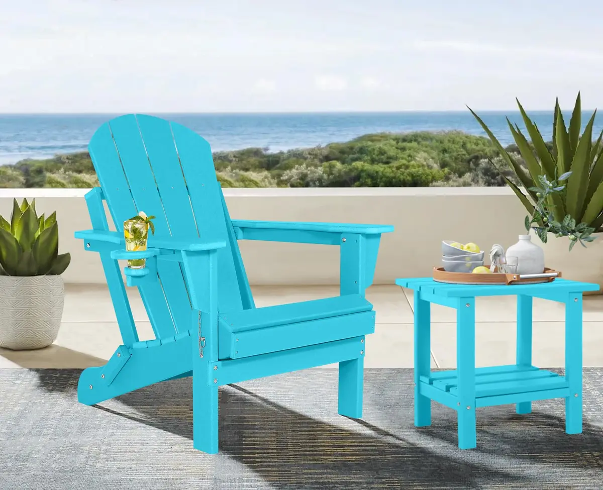 ABCPATIO Adirondack Chair HDPE Cup Holders Heavy Duty Patio Turquoise | Weather-Resistant & Eco-Safe (70-120 chars) - view 7