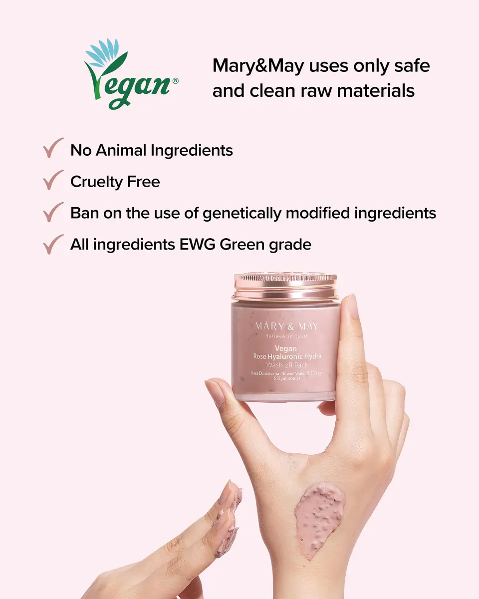 Mary&May Vegan Rose Hyaluronic Wash-Off Clay Mask 4.23 oz Hydrating & Pore Care for Normal, Oily Skin - view 6