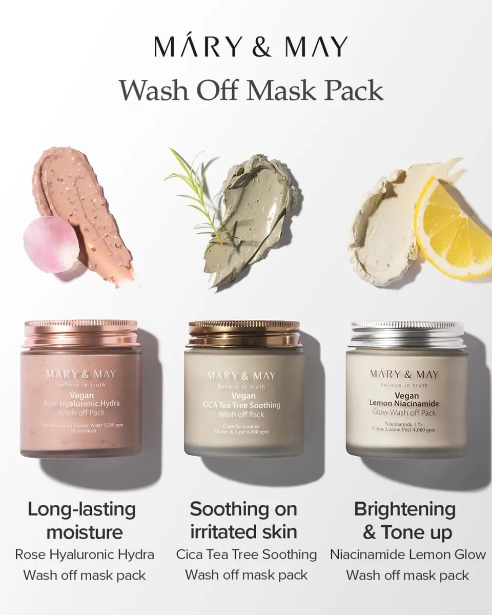 Mary&May Vegan Rose Hyaluronic Wash-Off Clay Mask 4.23 oz Hydrating & Pore Care for Normal, Oily Skin - view 8