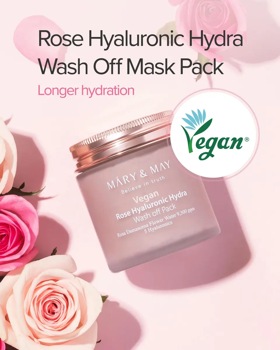 Mary&May Vegan Rose Hyaluronic Wash-Off Clay Mask 4.23 oz Hydrating & Pore Care for Normal, Oily Skin - view 2
