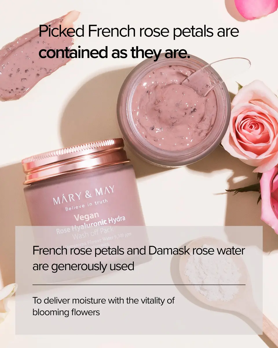 Mary&May Vegan Rose Hyaluronic Wash-Off Clay Mask 4.23 oz Hydrating & Pore Care for Normal, Oily Skin - view 3