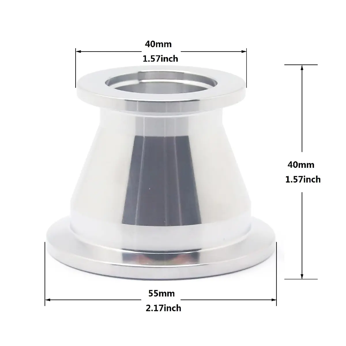 QMINOX SS304 Vacuum Conical Reducer KF adaptor fittings KF-40 to KF-25 | Stainless Steel Vacuum Fitting - view 2