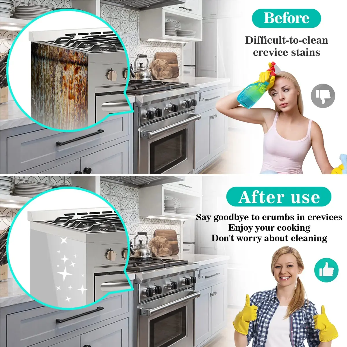 CARGEN 21 Inch Silicone Stove Counter Gap Cover Filler 2-Pack Black | Seals Gaps, Dishwasher Safe, Heat Resistant - view 8