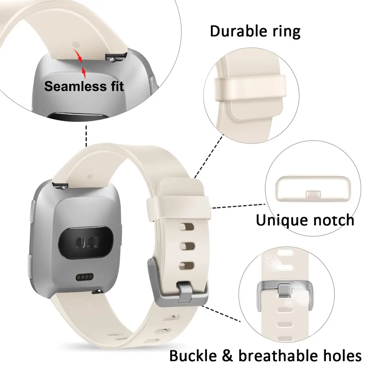 Wepro Sport Bands Compatible with Fitbit Versa 2, Soft Elastomer, Sweat-Resistant, Small & Large Sizes, Unisex - view 3