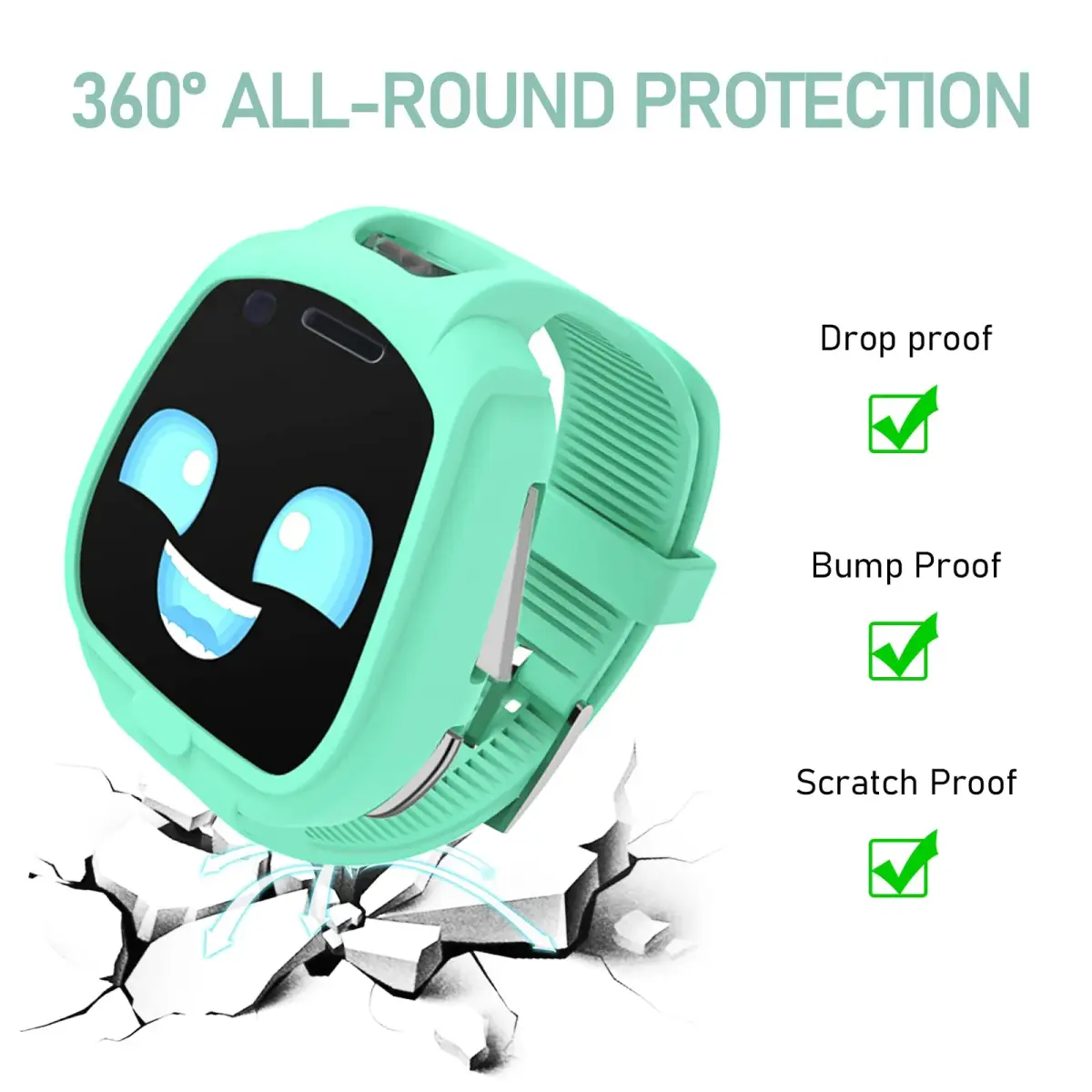 Polyjoy Green Silicone Sport Band with Case for Little Tikes Tobi 1 2 Robot Smartwatch | 22mm Width - view 2