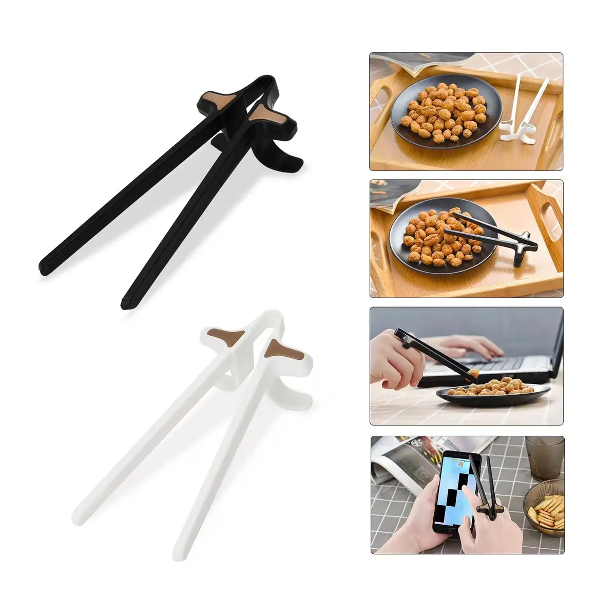Melostu Finger Chopsticks for Gamers 2pcs | Food-Grade ABS Snack Clips for Gaming & Snacks - main product image