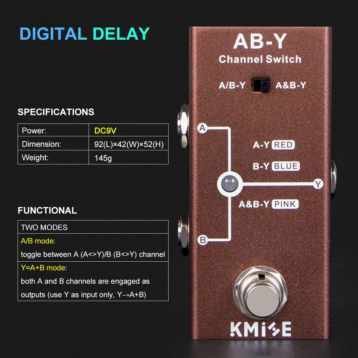 lotmusic ABY Electric Guitar Effects Pedal True Bypass Mini Stompbox | Analog Chorus for Signal Switching - view 3