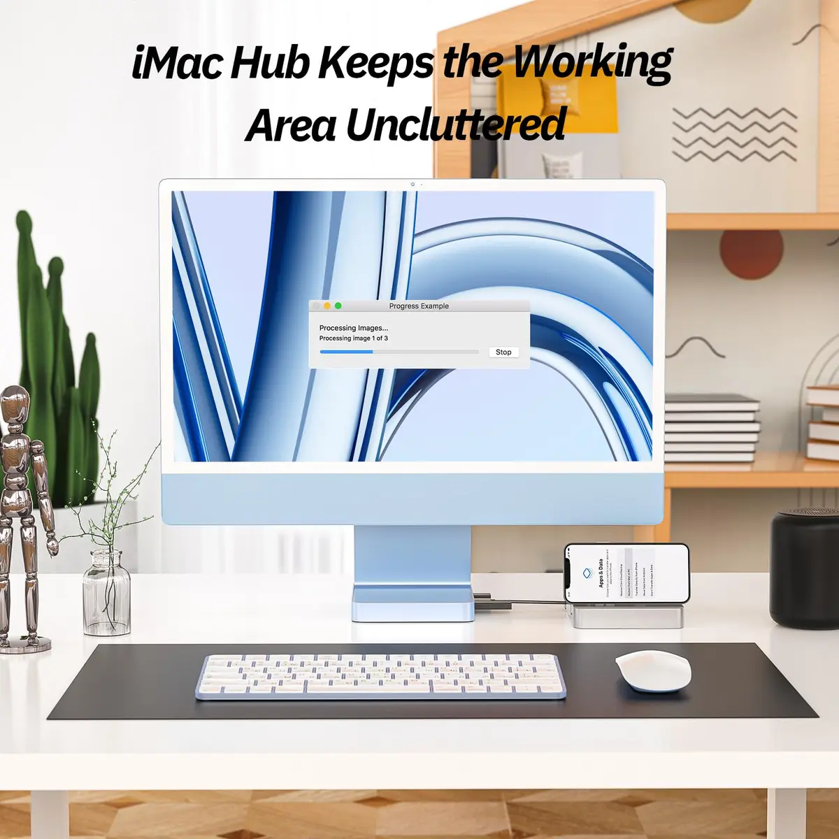 Minisopuru DS802 iMac Docking Station for 24 inch iMac M1/M3/M4/M5, Blue | Support M.2 SSD & 10Gbps Data Transfer - view 6