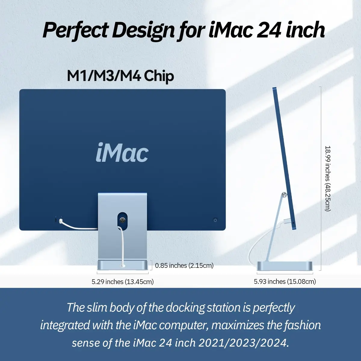Minisopuru DS802 iMac Docking Station for 24 inch iMac M1/M3/M4/M5, Blue | Support M.2 SSD & 10Gbps Data Transfer - view 4