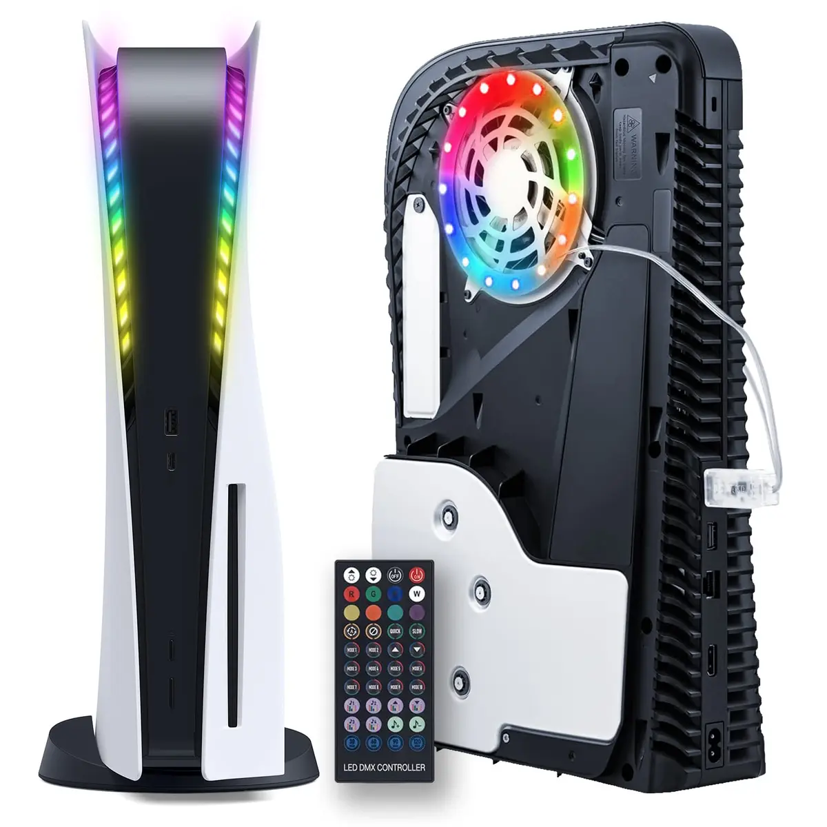 JUSPRO PS5 LED Light Strip Kit for Slim Console, Digital & Disc Editions | RGB Ring Lights with App & Remote Control - main product image