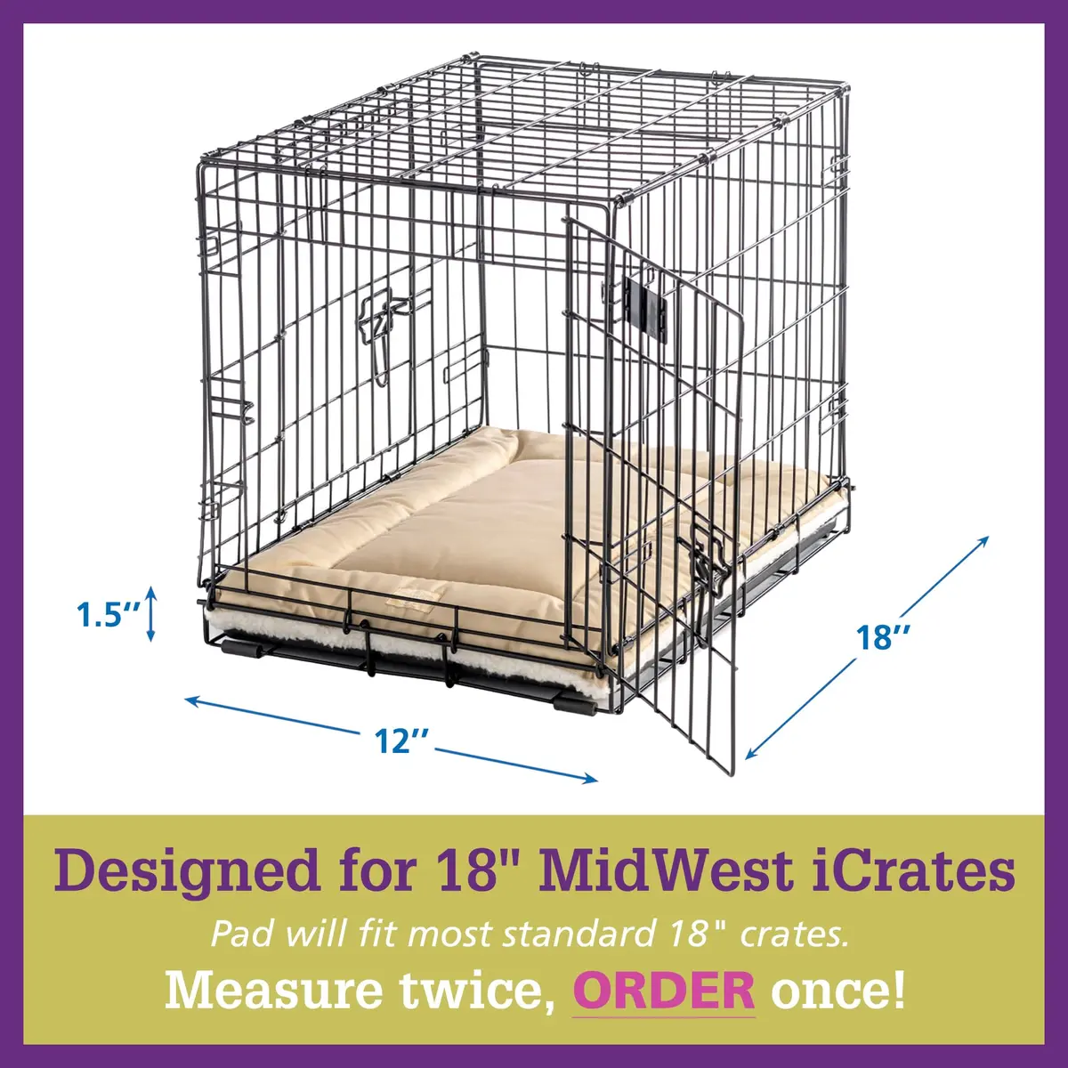 Pet Dreams Small Cat Bed - Crate Pad, Washable, Non-Toxic, Flat Indoor Kitten Bed, Fits iCrate 18" - view 8