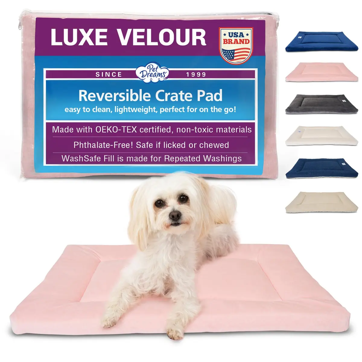 Pet Dreams Dog Crate Pad - Washable Kennel Mat, Non-Toxic, 24" Small | Reversible Indoor Dog Bed - main product image