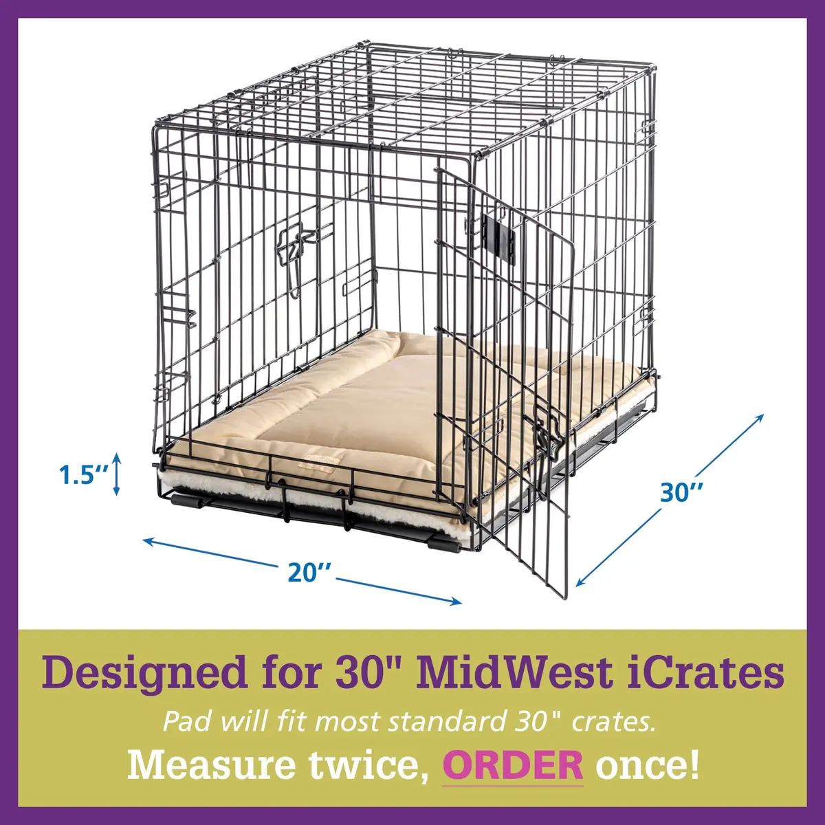 Pet Dreams Dog Crate Pad - Washable Kennel Mat, 30"L x 19"W x 1.5"H | Reversible, Non-Toxic Indoor Dog Bed - view 8