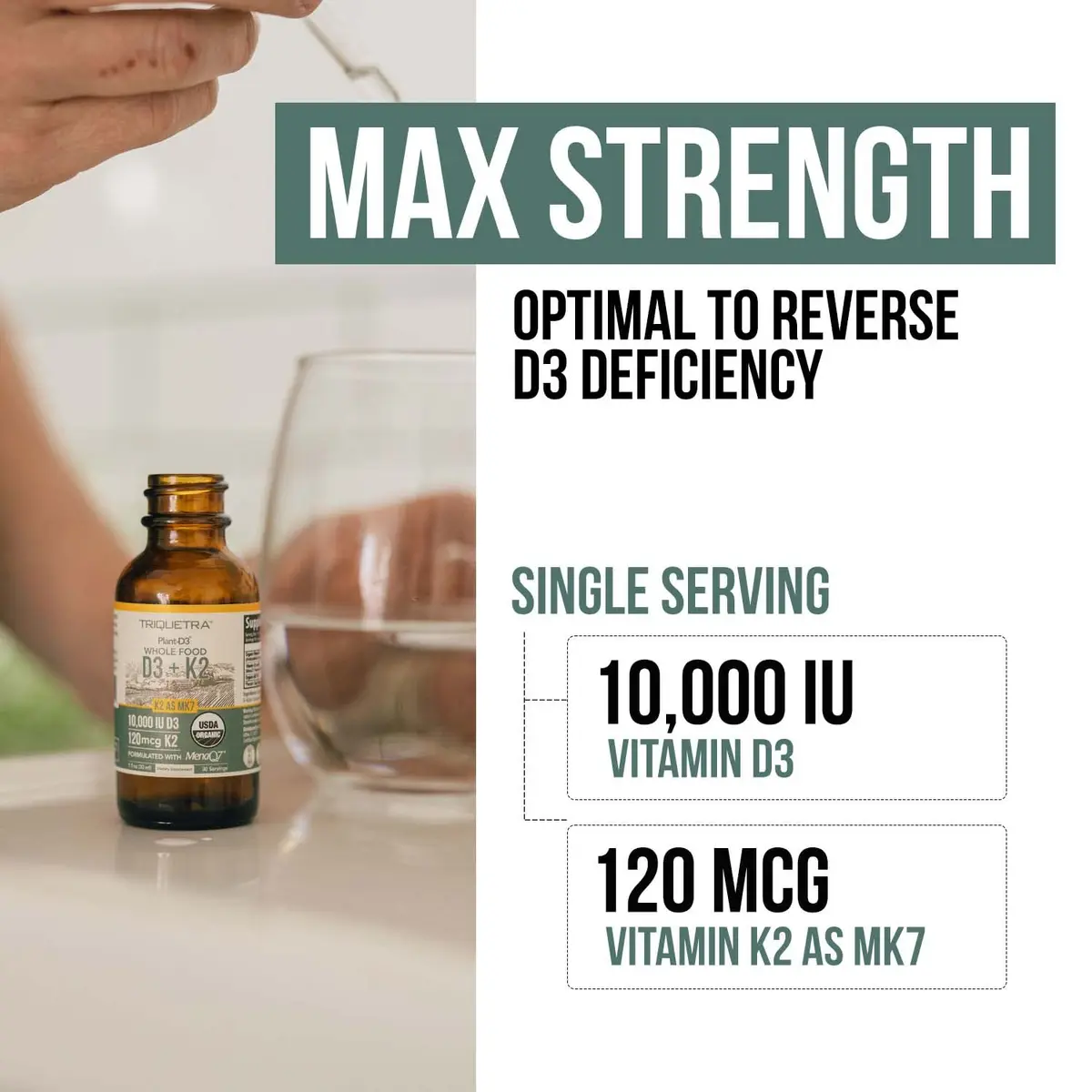 Triquetra Health Organic Plant D3 K2 Vitamin 10000 IU | Supports Immunity & Bone Health (70-120 chars) - view 3