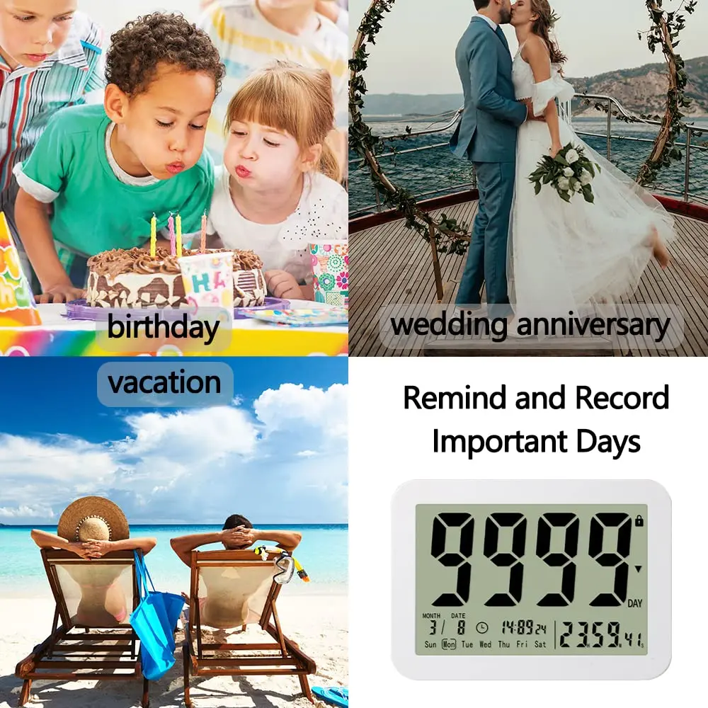 MOSTRUST Digital Countdown Days Timer Clock | 9999 Days Count Up & Down | Magnetic Stand - view 6