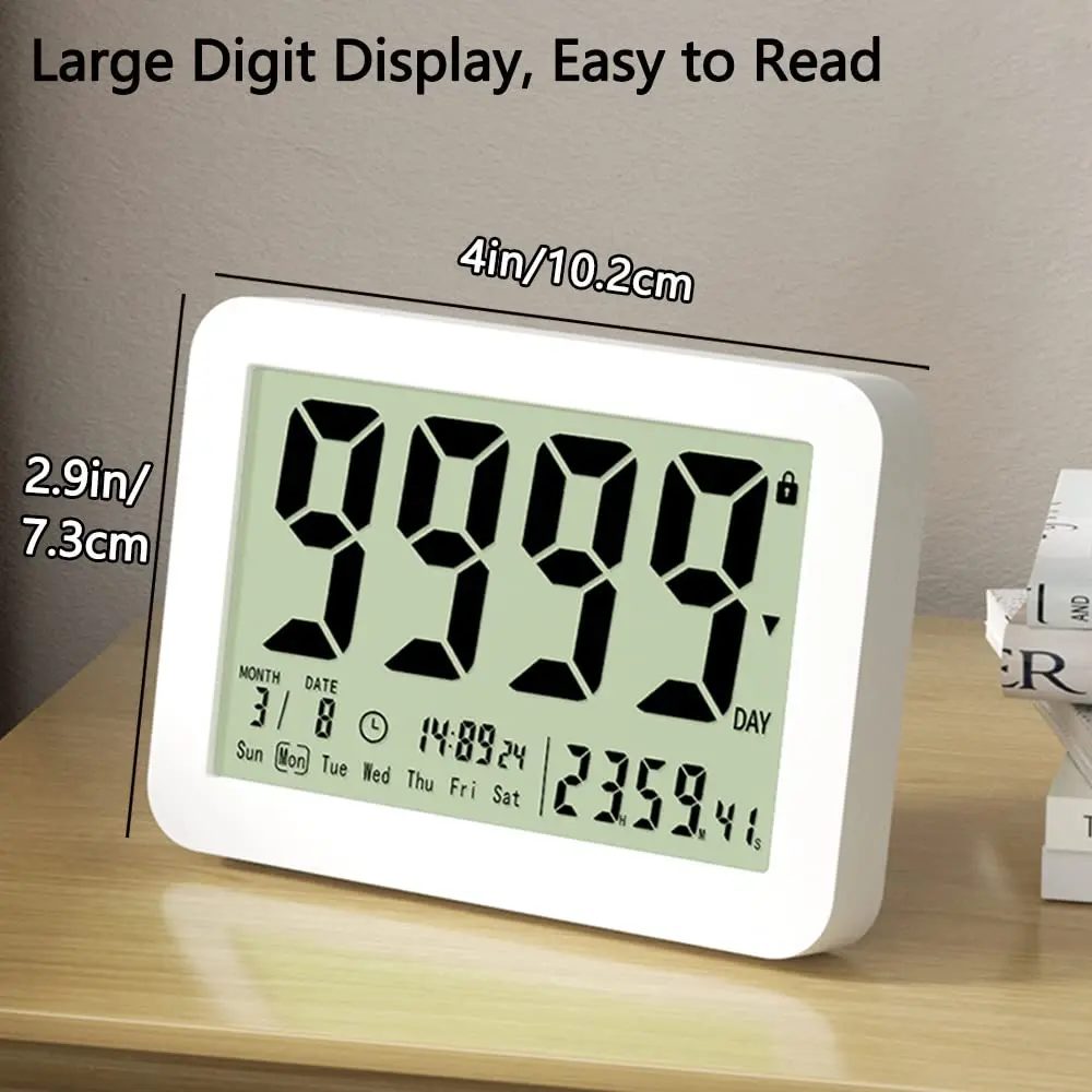 MOSTRUST Digital Countdown Days Timer Clock | 9999 Days Count Up & Down | Magnetic Stand - view 3