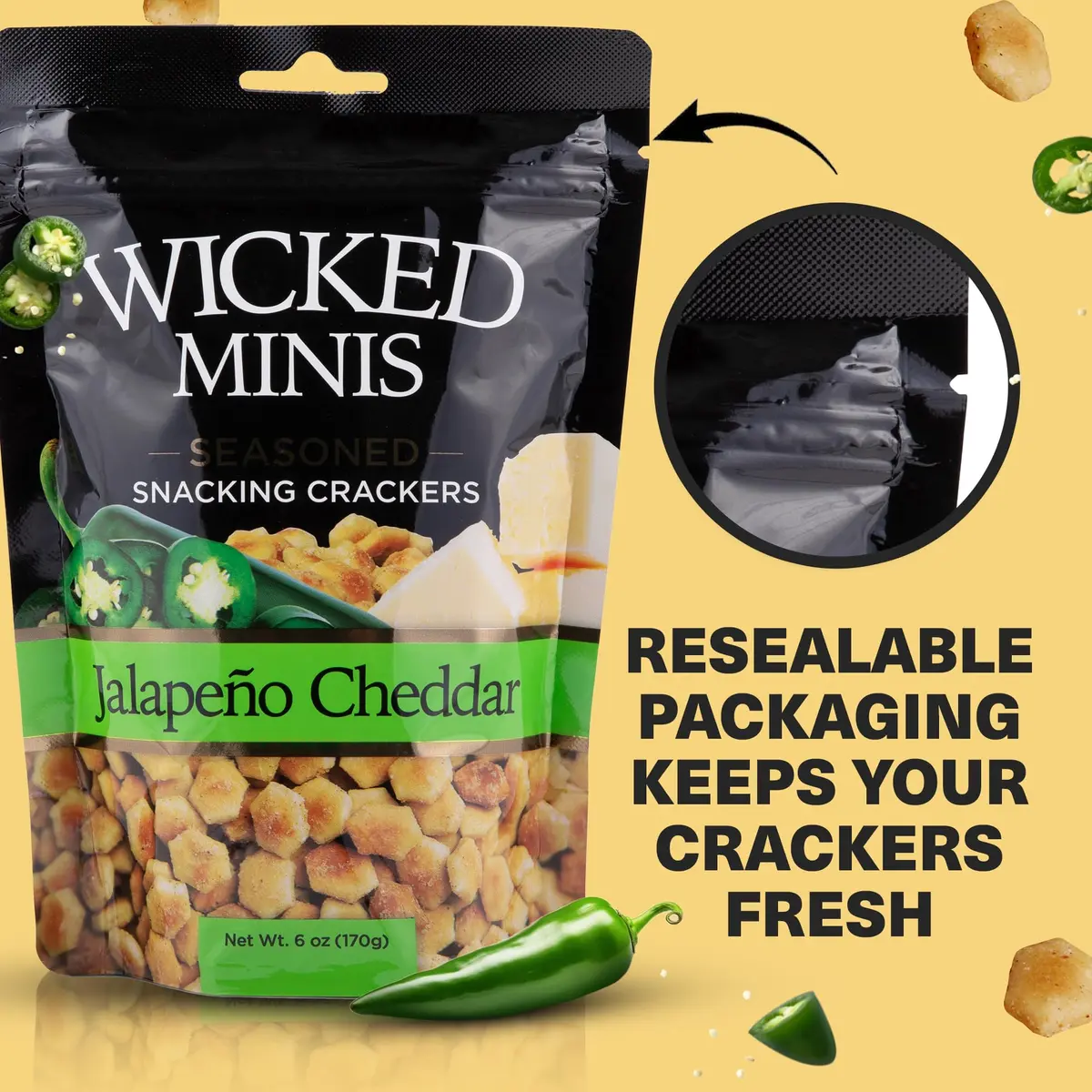 Wicked Mix Soup & Oyster Crackers - Saltine & Salted Flavored Mini Puffed 6oz Pack of 3 | American Flavors & Resealable Convenience - view 5