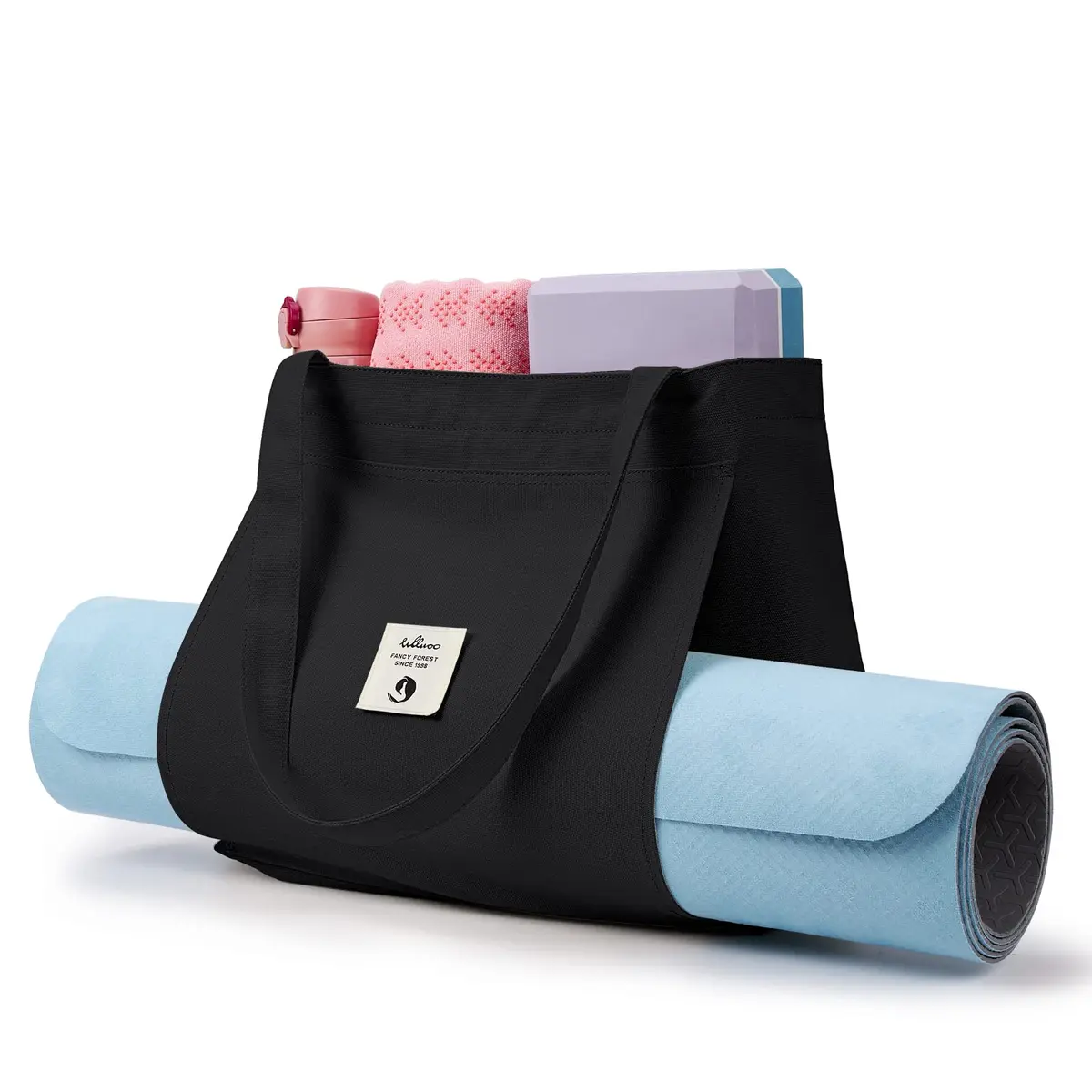 WLLWOO Yoga Mat Bag For Women | Large Cotton Canvas Carrier with Zipper & Side Pocket - view 5