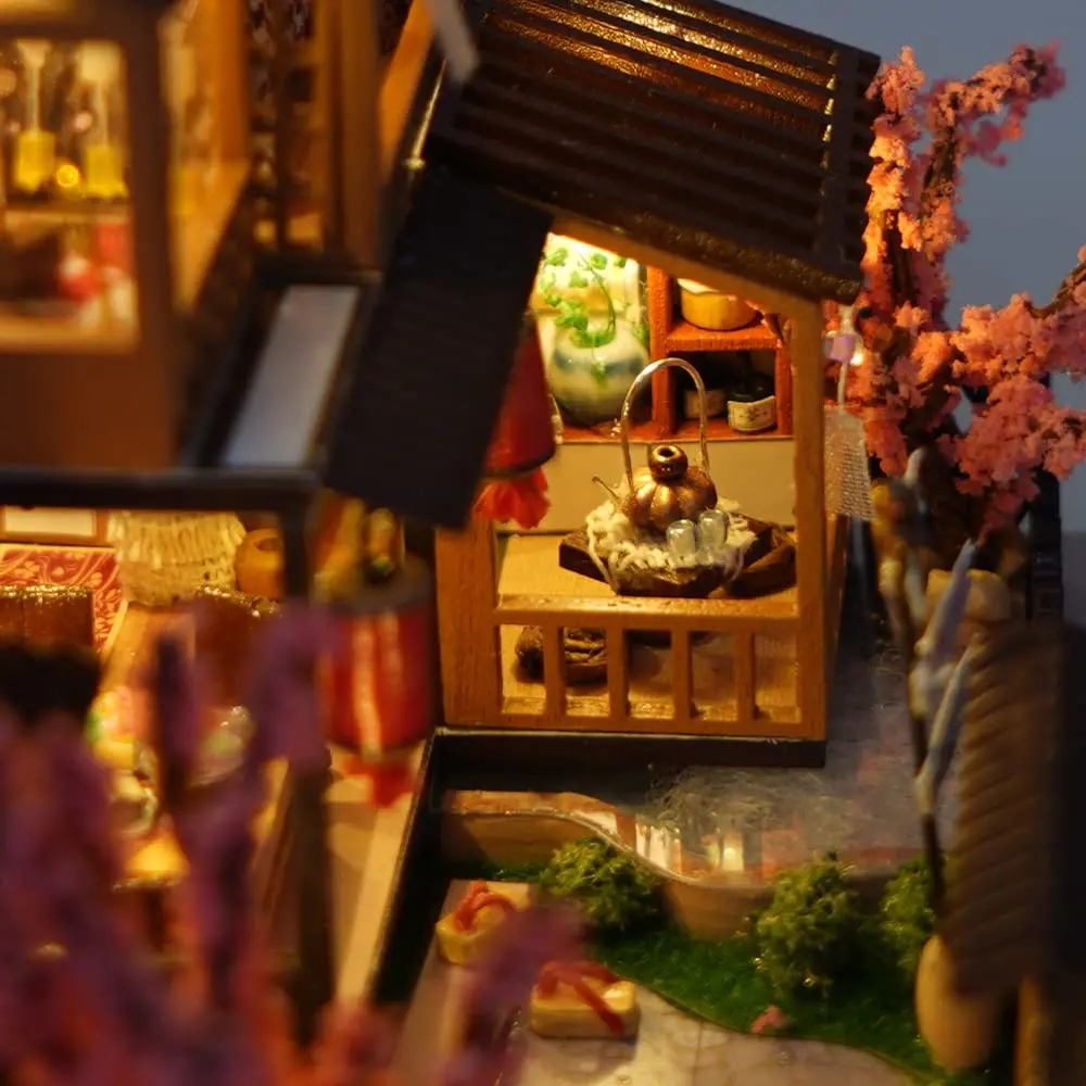 CUTEBEE Japanese Garden House Miniature Dollhouse Kit with Furniture & LED Light, 12.6cm L x 9.5cm W x 9.8cm H | DIY Collectible Building for Adults - view 9