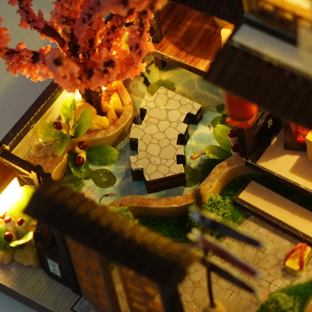 CUTEBEE Japanese Garden House Miniature Dollhouse Kit with Furniture & LED Light, 12.6cm L x 9.5cm W x 9.8cm H | DIY Collectible Building for Adults - view 10