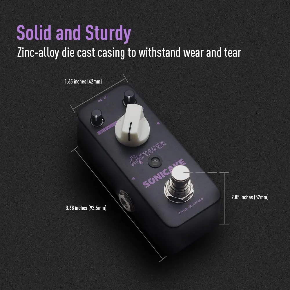SONICAKE Octave Guitar Pedal Analog Classic Lower Octave Guitar Effects Pedal for Guitar & Bass, True Bypass - Octaver 9V DC (3.68 in) - view 5