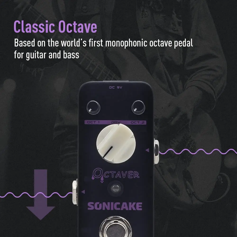 SONICAKE Octave Guitar Pedal Analog Classic Lower Octave Guitar Effects Pedal for Guitar & Bass, True Bypass - Octaver 9V DC (3.68 in) - view 2