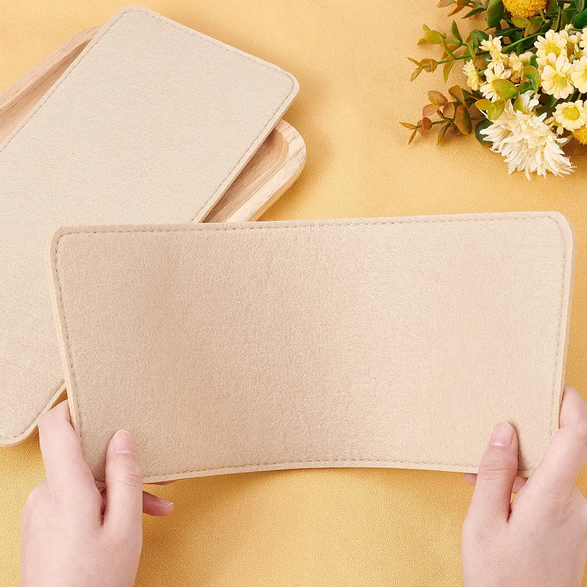 PH PandaHall Handbag Base Shaper 30.5x13.1cm (12x5.1") 6mm Thick Tan Felt Liner Board | Protects Purses from Spills - view 2