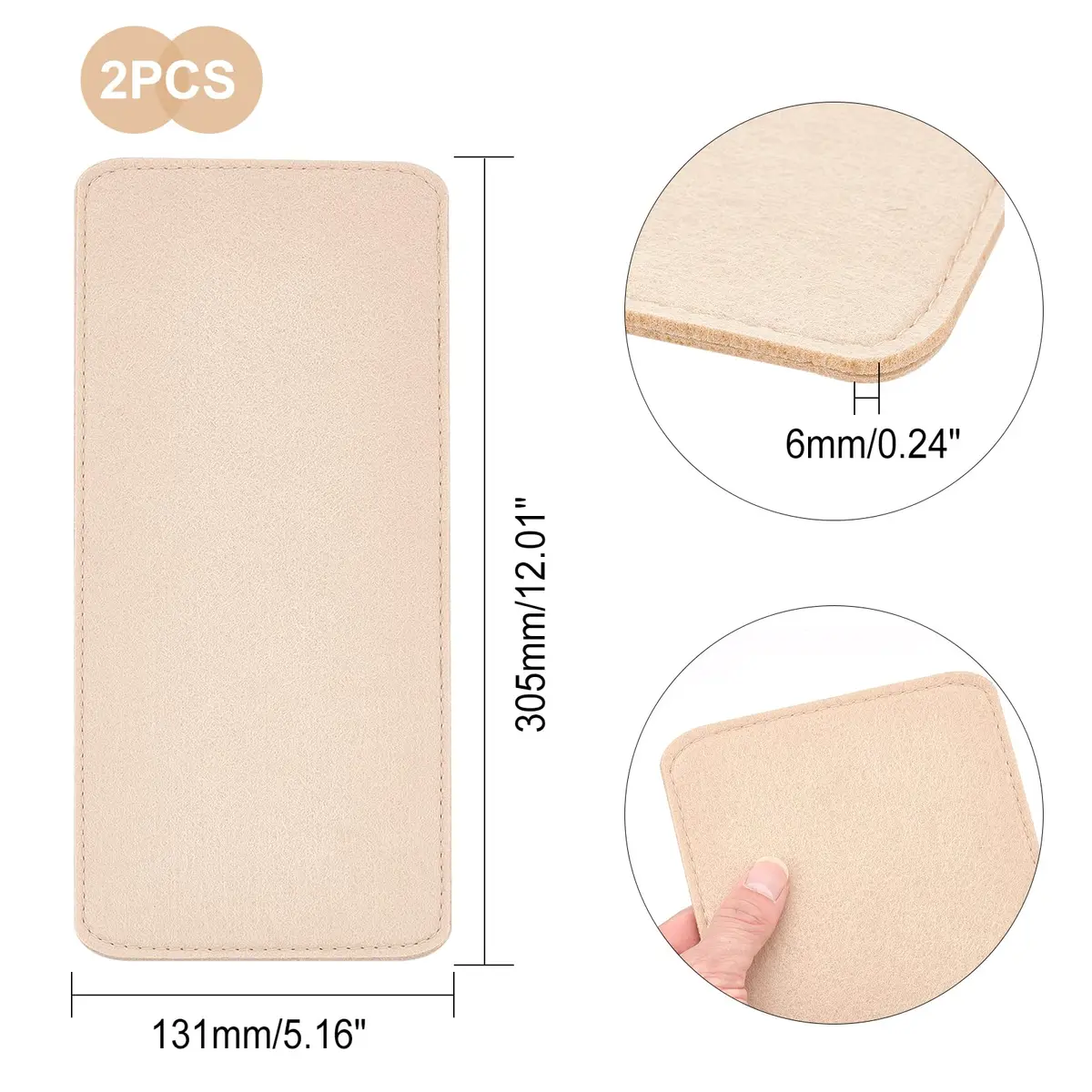 PH PandaHall Handbag Base Shaper 30.5x13.1cm (12x5.1") 6mm Thick Tan Felt Liner Board | Protects Purses from Spills - view 3