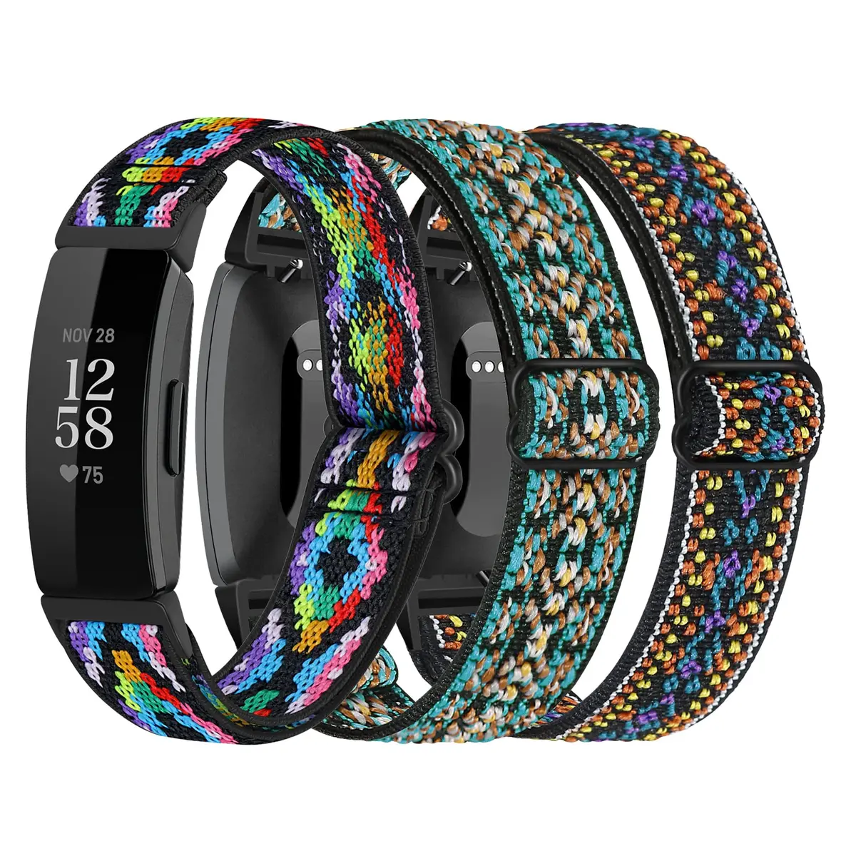 DKGKOO 3-Pack Elastic Nylon Bands for Fitbit Inspire 2 / HR / Inspire / Ace 2 | Breathable, Adjustable, Lightweight - main product image