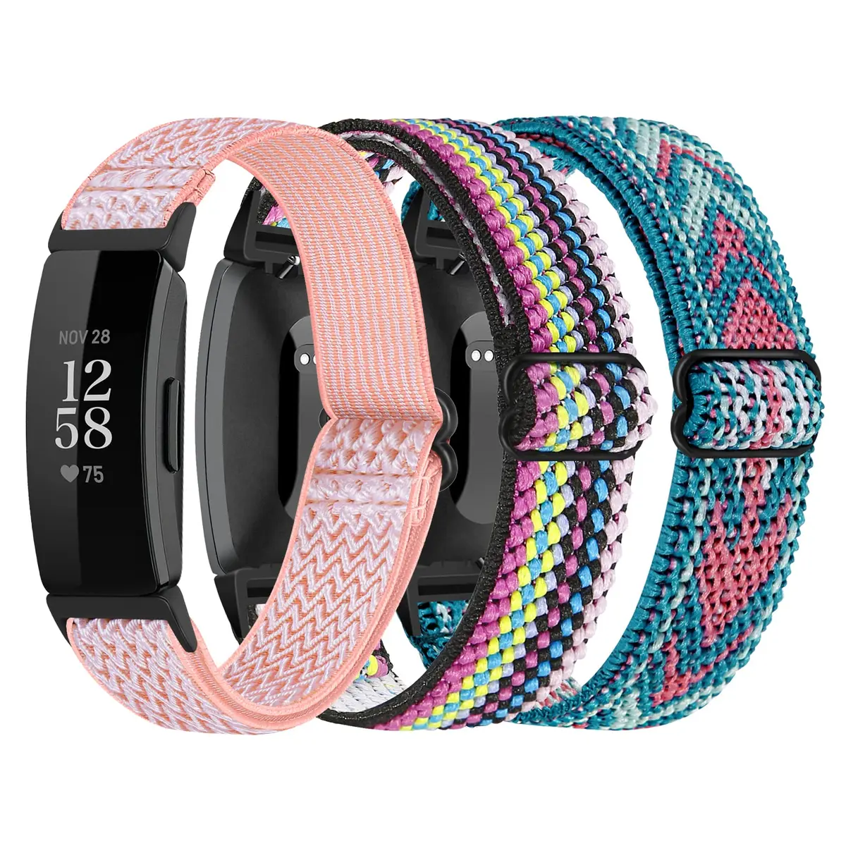 DKGKOO 3-Pack Elastic Nylon Bands for Fitbit Inspire 2 / Inspire HR / Inspire / Ace 2 | Breathable, Adjustable, Unisex - main product image