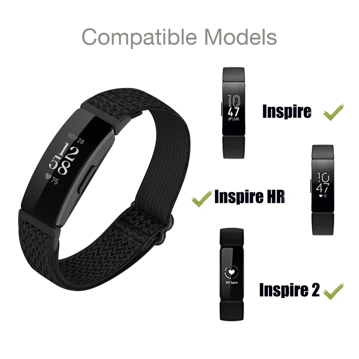 DKGKOO 3-Pack Elastic Nylon Bands for Fitbit Inspire 2 / Inspire HR / Inspire / Ace 2 | Breathable, Adjustable, Unisex - view 3