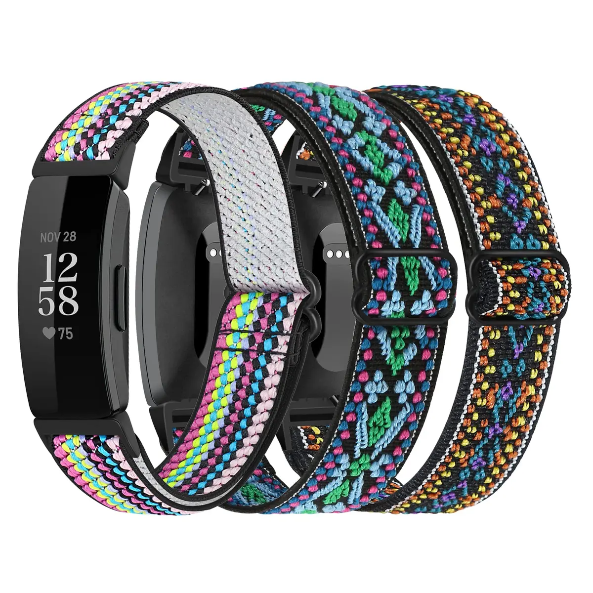 DKGKOO 3-Pack Elastic Nylon Bands Compatible with Fitbit Inspire 2 / Inspire HR / Inspire / Ace 2 | Breathable, Adjustable, Unisex - main product image