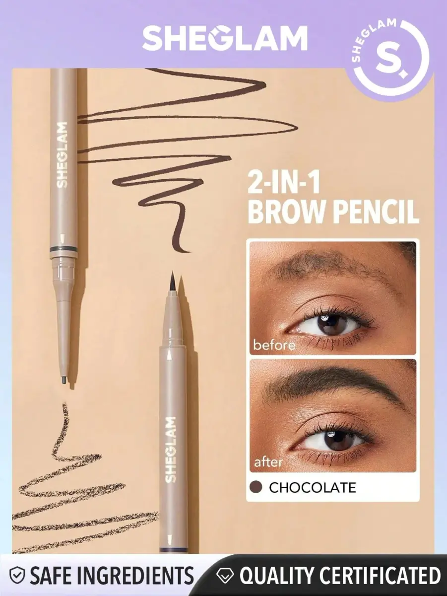 SHEGLAM Dual-Sided Eyebrow Pencil Chocolate | Waterproof Matte Cream & Liquid Pen - view 6