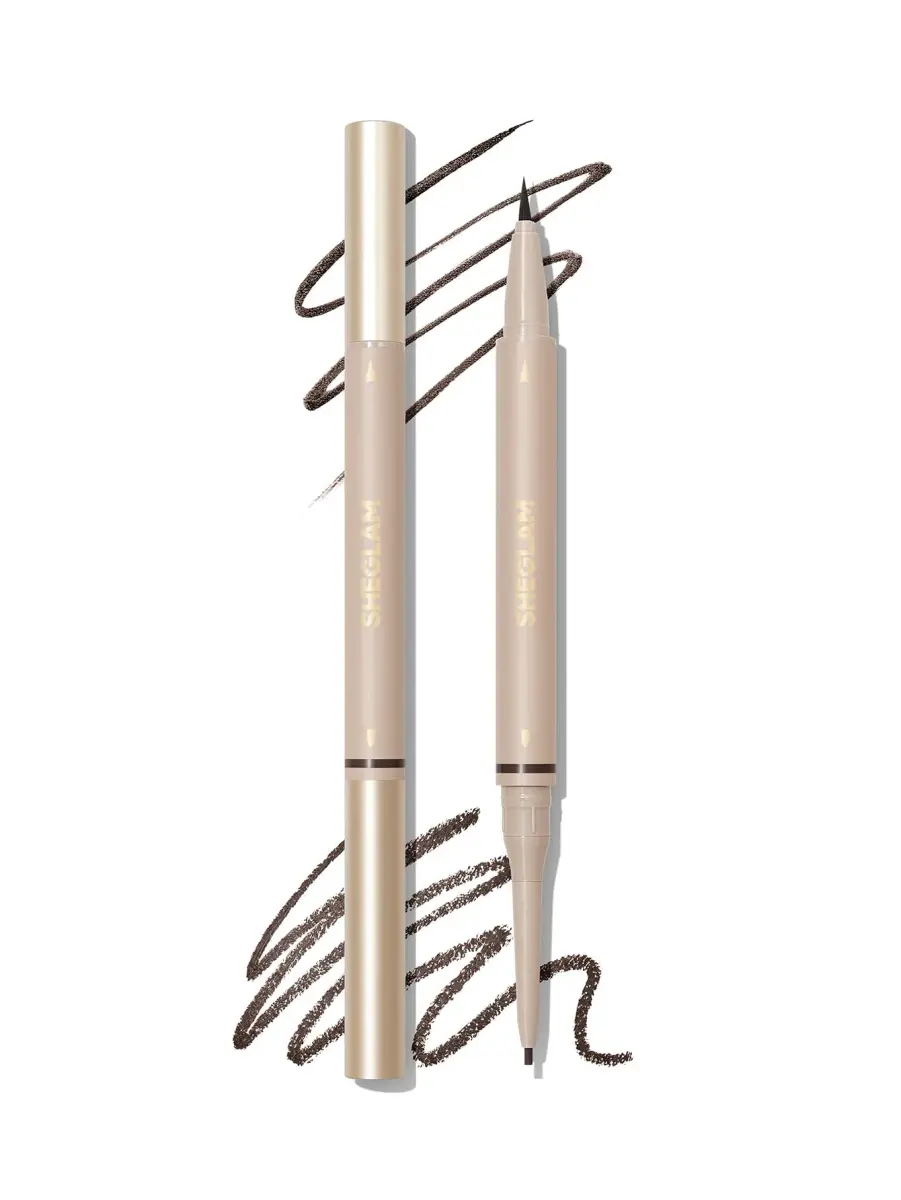 SHEGLAM Dual-Sided Eyebrow Pencil Chocolate | Waterproof Matte Cream & Liquid Pen - view 8