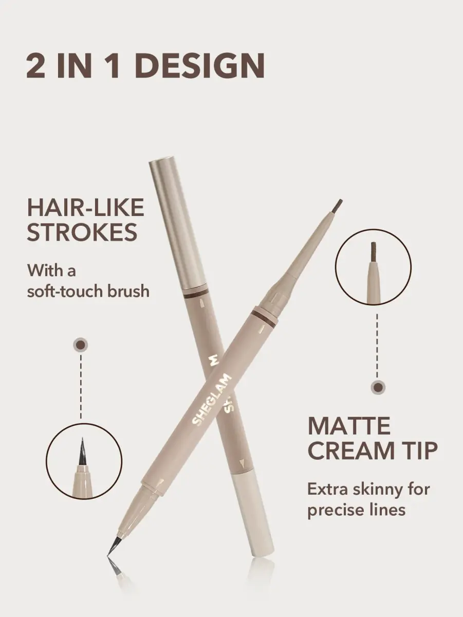 SHEGLAM Dual-Sided Eyebrow Pencil Chocolate | Waterproof Matte Cream & Liquid Pen - view 4