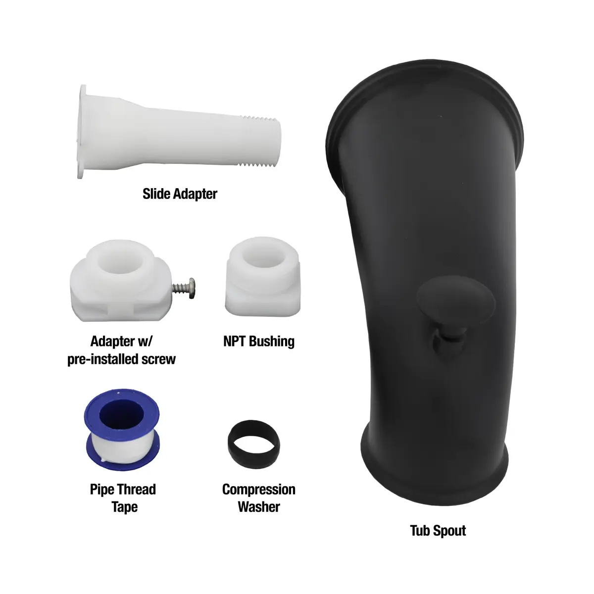 Danco Tub Spout with Diverter | 6 in Reach, Matte Black, Universal Fit, Bathroom Replacement - view 6