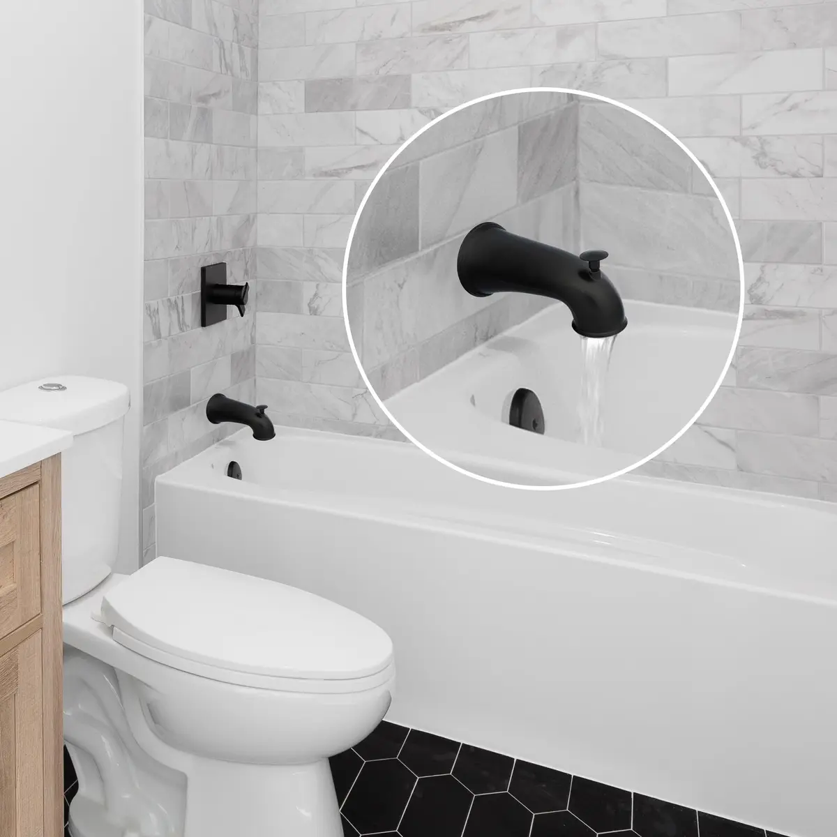 Danco Tub Spout with Diverter | 6 in Reach, Matte Black, Universal Fit, Bathroom Replacement - view 4