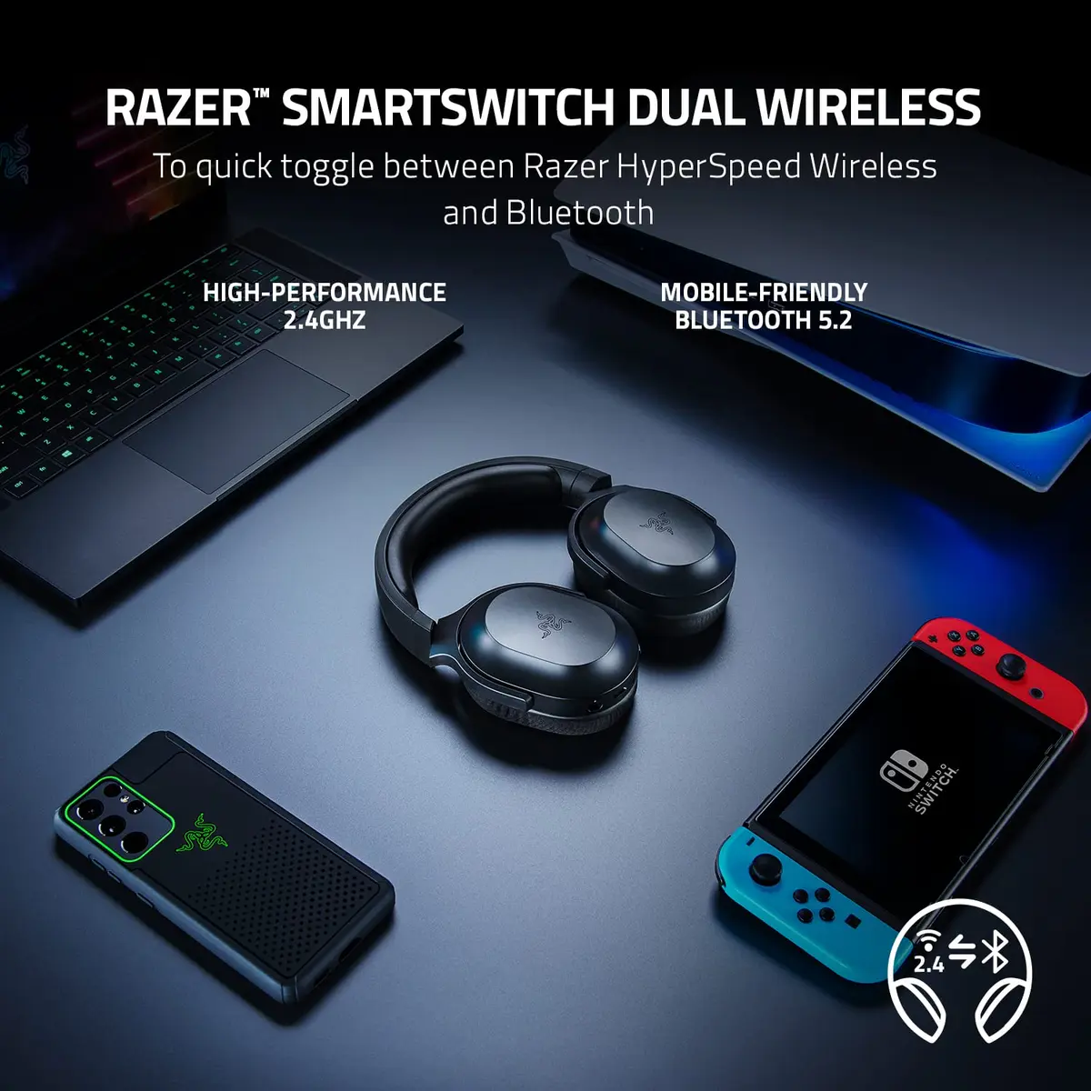 Razer Barracuda X Wireless Gaming & Mobile Headset | Versatile, Lightweight, 50 Hr Battery - view 2