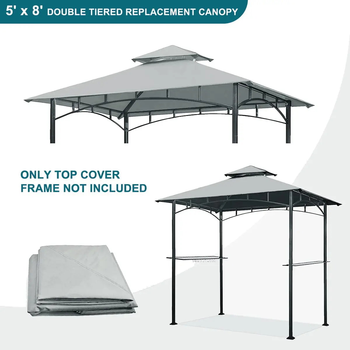Wonwon Grill Gazebo Replacement Canopy Top 5x8 ft | Double Layer Ventilated Cover for Model L-GG001PST-F - view 4