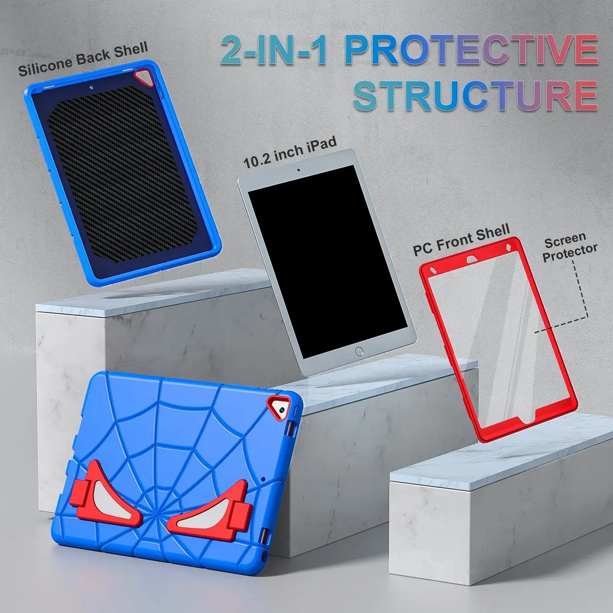 Nitupai iPad 9th/8th/7th Gen Case 10.2" Shockproof Rugged Cover with Kickstand - view 4