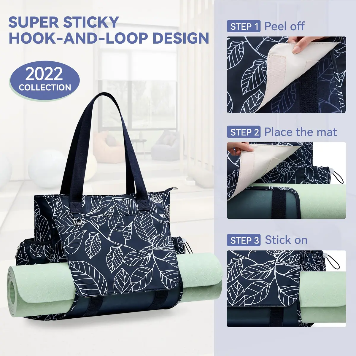 WLLWOO Yoga Pilates Bag Gym Tote Women, Thick Mesh Mat Holder Wet Pocket | Spacious, Lightweight & Versatile - view 3