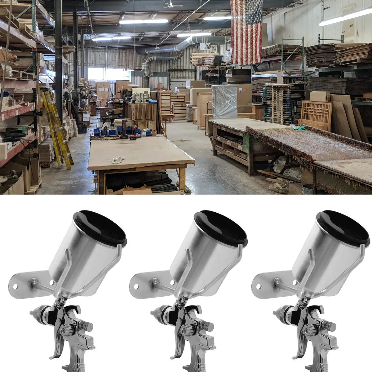 Homakover Spray Gun Holder Set of 3 | Wall Mount Magnetic Tool Organizer for Paint Booths & Work Stations (Silver-3 Pcs) - view 3