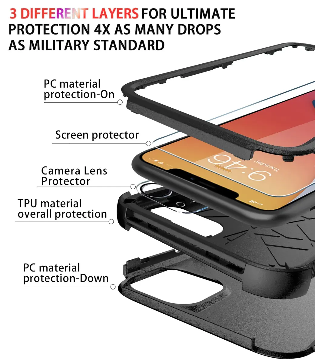 Diverbox Heavy Duty Shockproof iPhone 11 Case with Tempered Glass Screen Protector | Drop & Dust Resistant - view 6