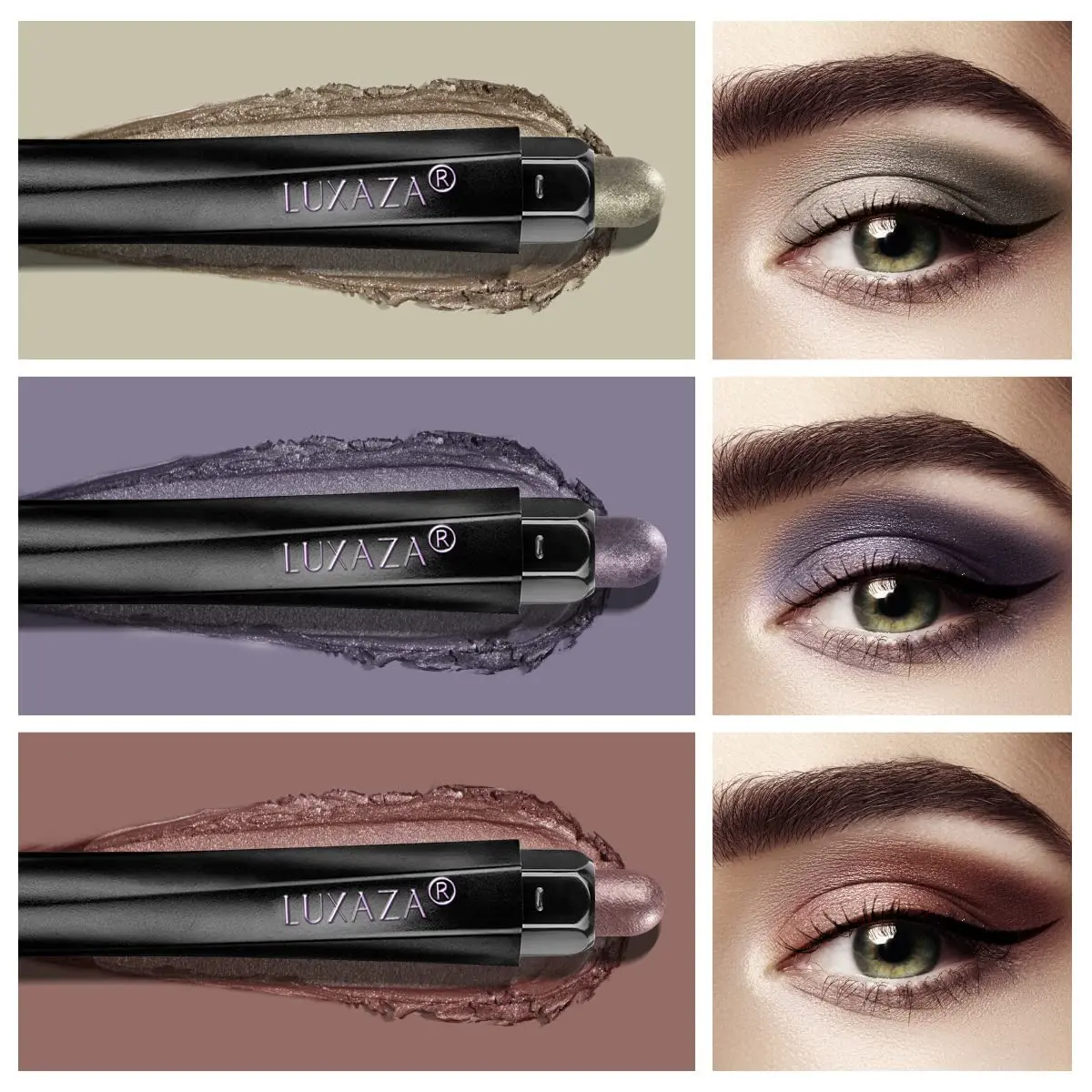 LUXAZA Cream Eyeshadow Stick Set Olive Plum Mauve 3 Pcs | Waterproof & Blendable - view 2
