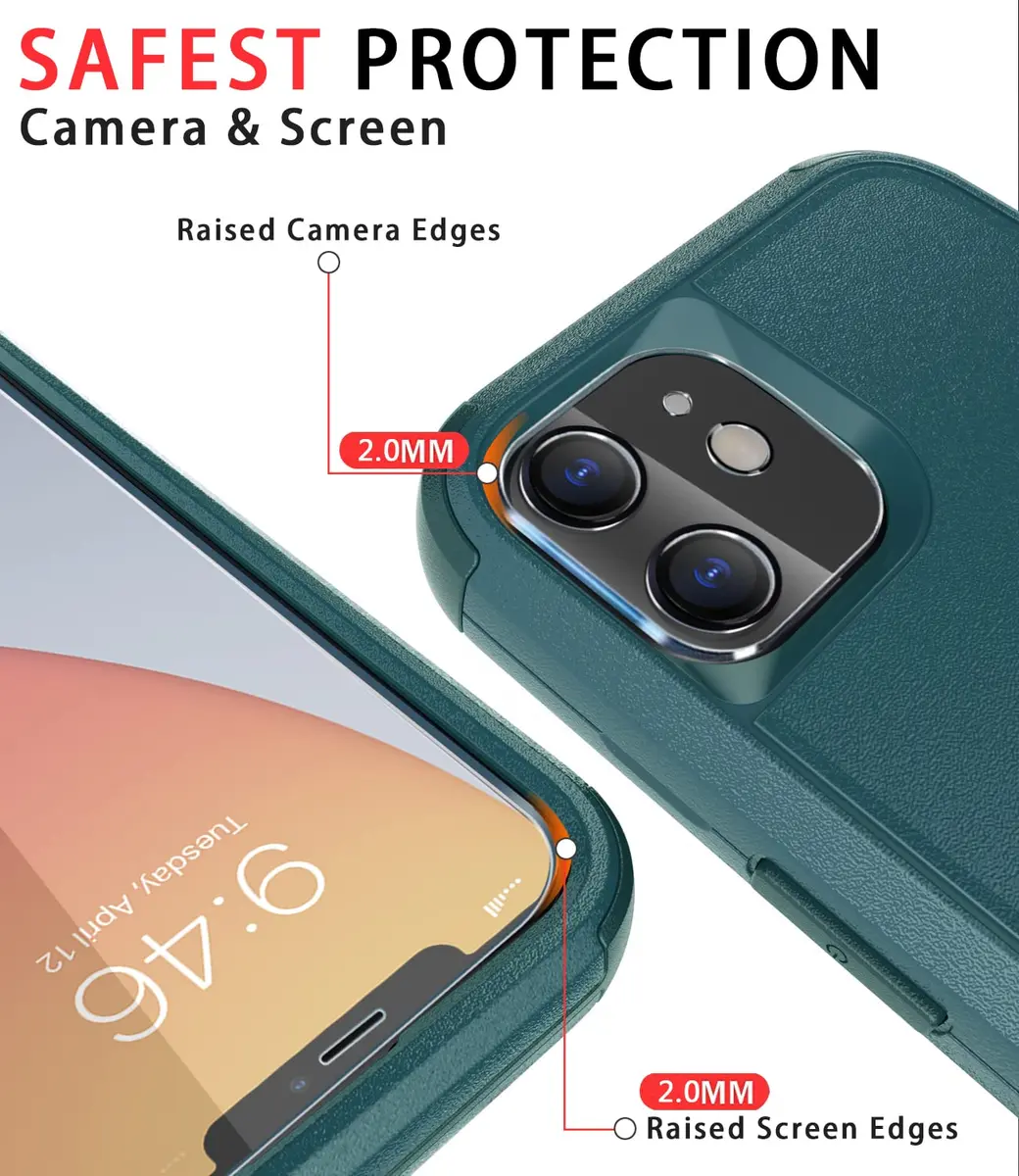 Diverbox for iPhone 11 Case Heavy Duty Shockproof & Dropproof | Tempered Glass Screen Protector, Dark Green - view 3