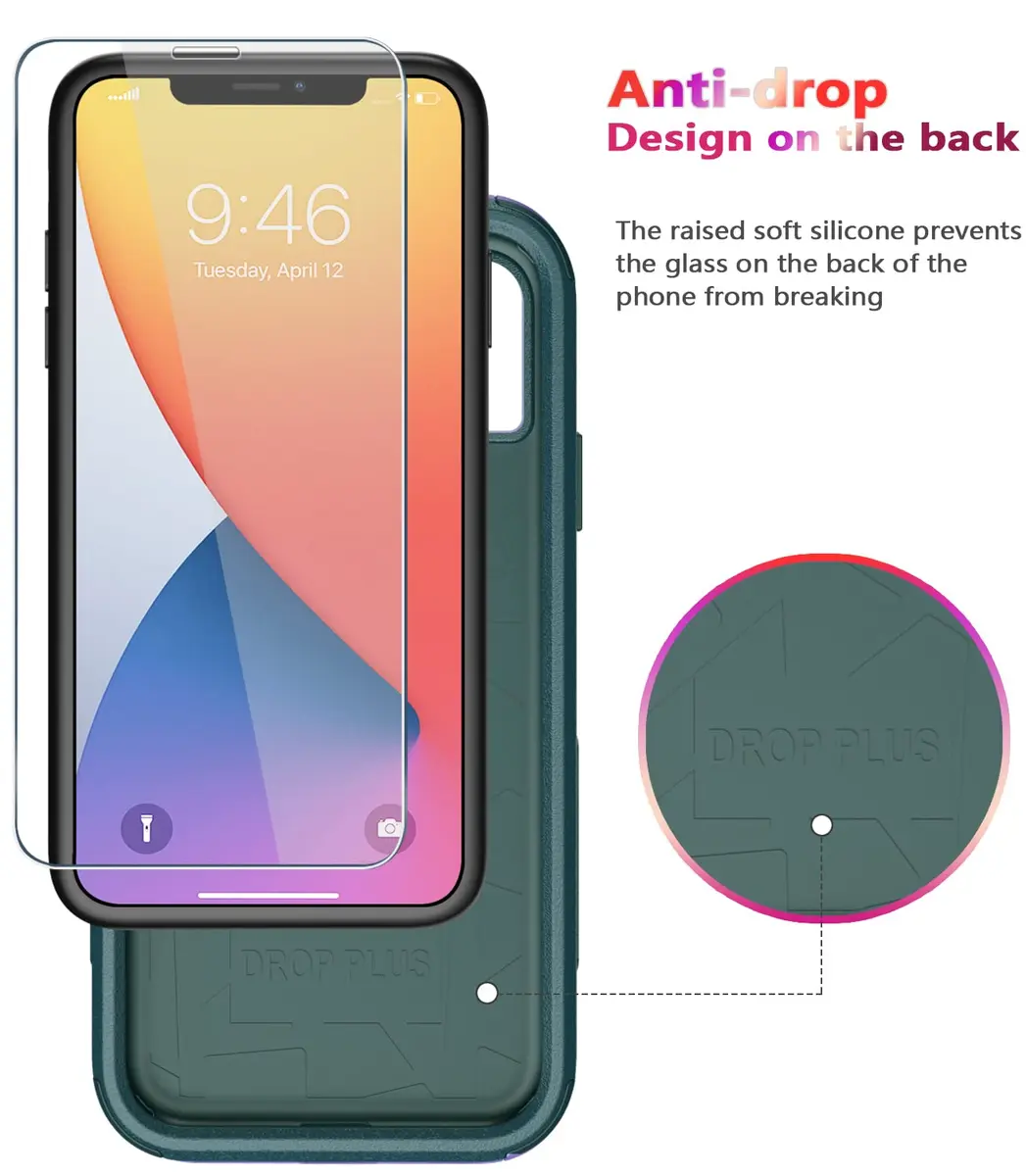 Diverbox for iPhone 11 Case Heavy Duty Shockproof & Dropproof | Tempered Glass Screen Protector, Dark Green - view 4