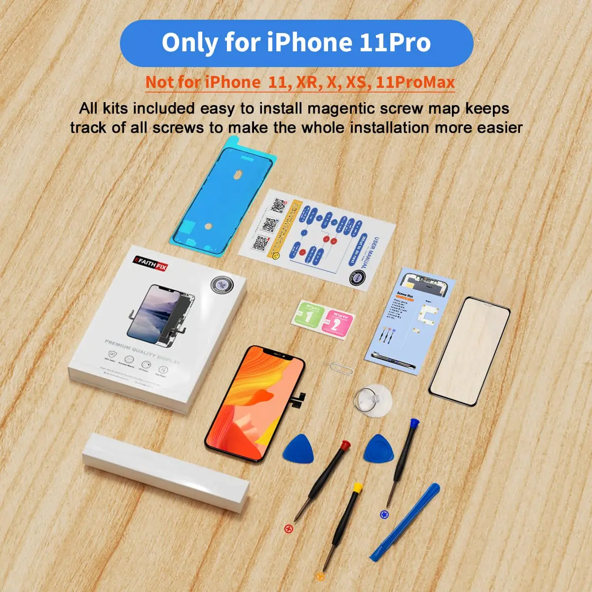 EFAITHFIX iPhone 11 Pro Screen Replacement LCD 14.7 cm (5.8 Inch) | FHD Incell Display with 3D Touch - view 8