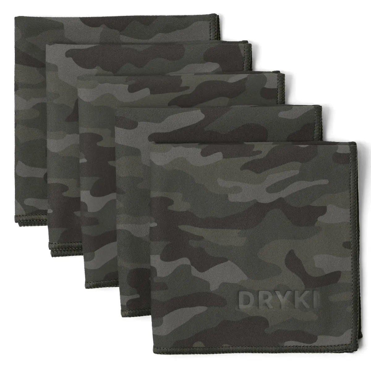 DRYKI Pocket-Sized Sweat Towels 25cm (10") | 5-Pack Moss Camo Microfiber - main product image
