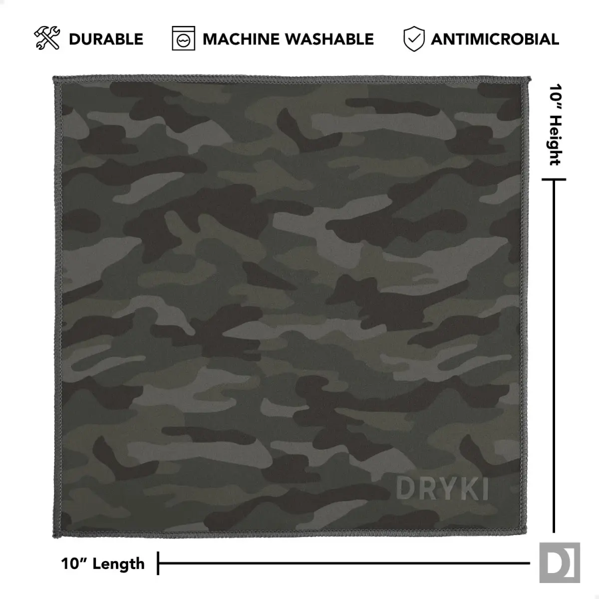 DRYKI Pocket-Sized Sweat Towels 25cm (10") | 5-Pack Moss Camo Microfiber - view 5